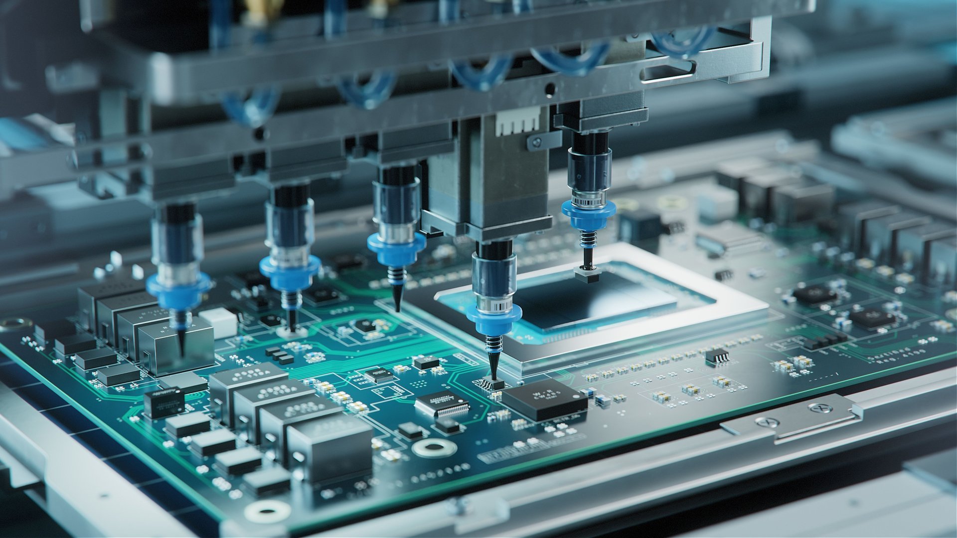 Modern electronics manufacturing with SMT assembly line
