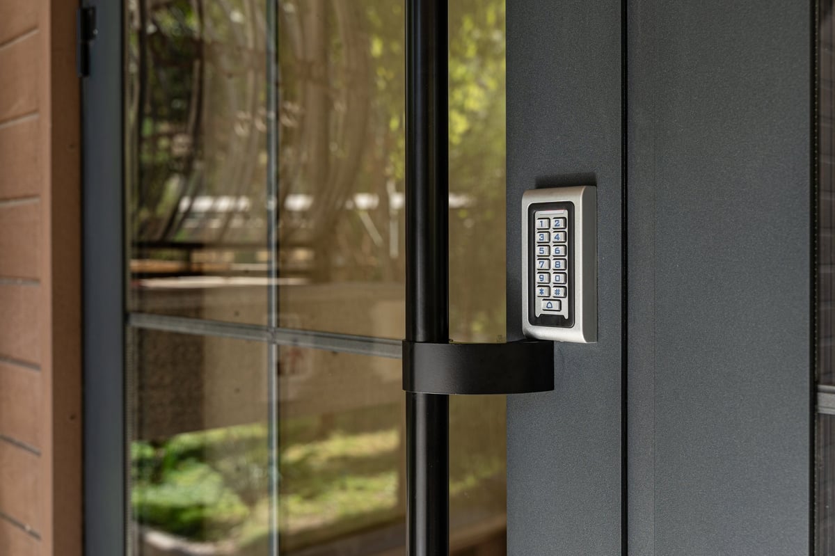 Modern door with electronic keypad access control system
